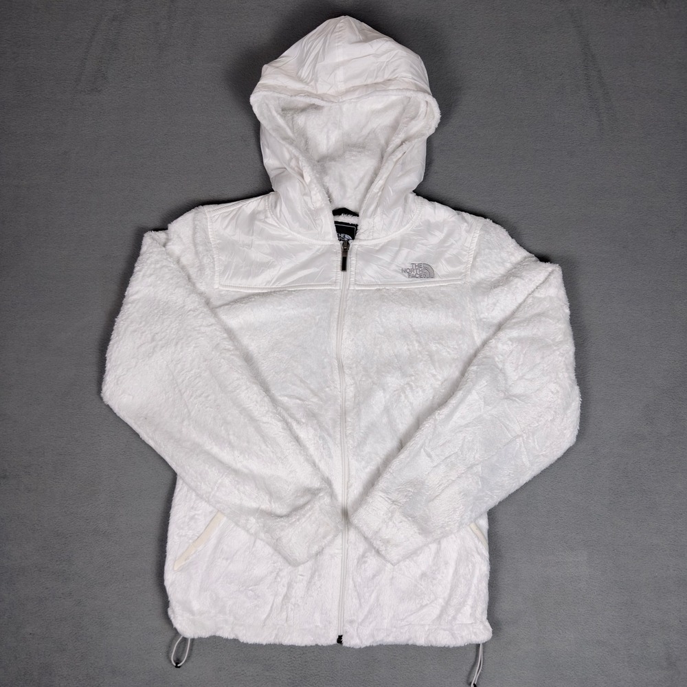 The North Face Oso Hoodie High Pile Fleece Jacket White Full Zip Womens Small
